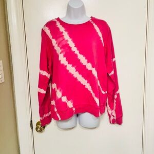 Lucky Brand Pink and White Tie-Dye Sweatshirt